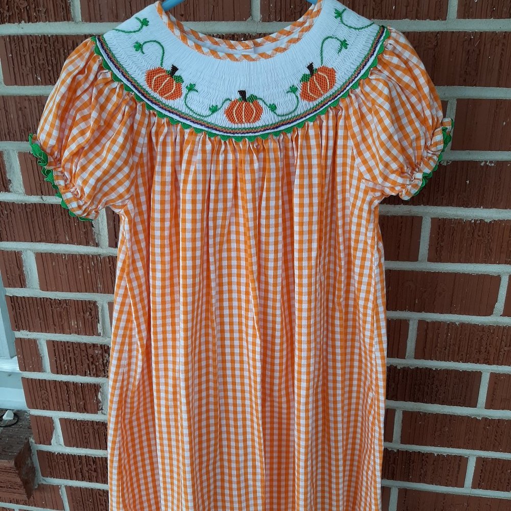 Marmellata smocked pumpkin dress girl size 5/6